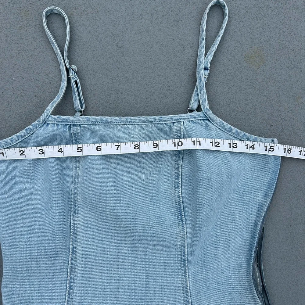 254.INDIGO REIN Women’s Light Wash Denim Mermaid Maxi Dress - Picture 9 of 12